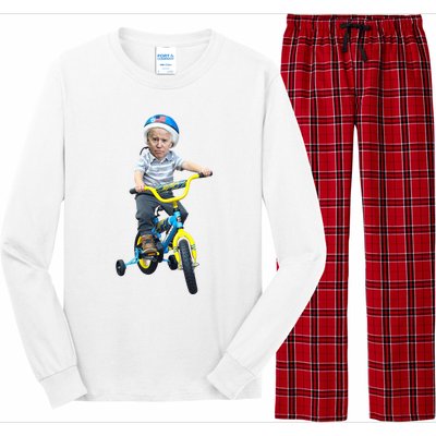 Baby Joe Biden On Tricycle Funny Joe Biden Bike Long Sleeve Pajama Set