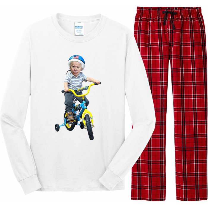 Baby Joe Biden On Tricycle Funny Joe Biden Bike Long Sleeve Pajama Set