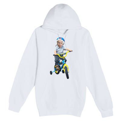 Baby Joe Biden On Tricycle Funny Joe Biden Bike Premium Pullover Hoodie