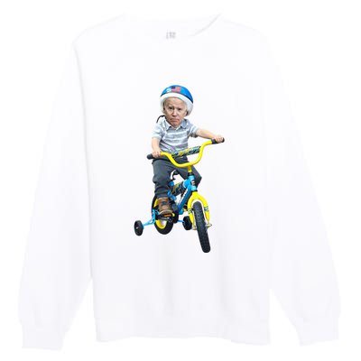 Baby Joe Biden On Tricycle Funny Joe Biden Bike Premium Crewneck Sweatshirt