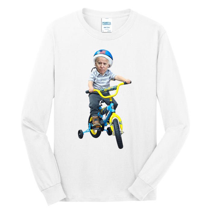 Baby Joe Biden On Tricycle Funny Joe Biden Bike Tall Long Sleeve T-Shirt