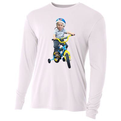 Baby Joe Biden On Tricycle Funny Joe Biden Bike Cooling Performance Long Sleeve Crew