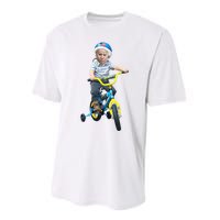 Baby Joe Biden On Tricycle Funny Joe Biden Bike Performance Sprint T-Shirt