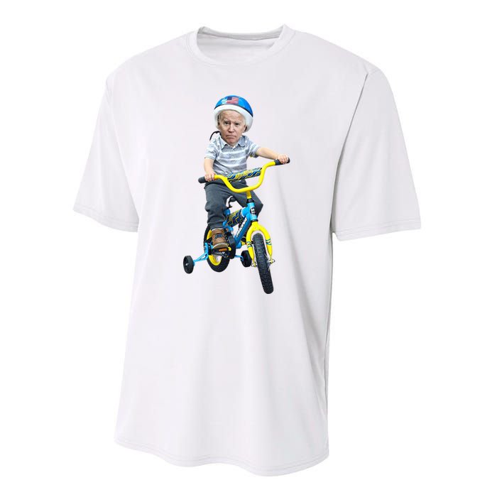 Baby Joe Biden On Tricycle Funny Joe Biden Bike Performance Sprint T-Shirt