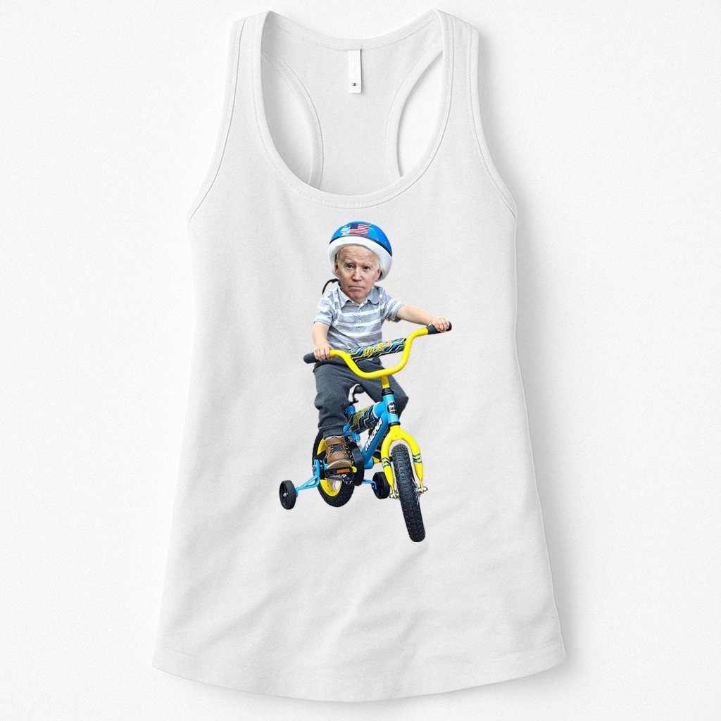 Baby Joe Biden On Tricycle Funny Joe Biden Bike Womens Tank Top