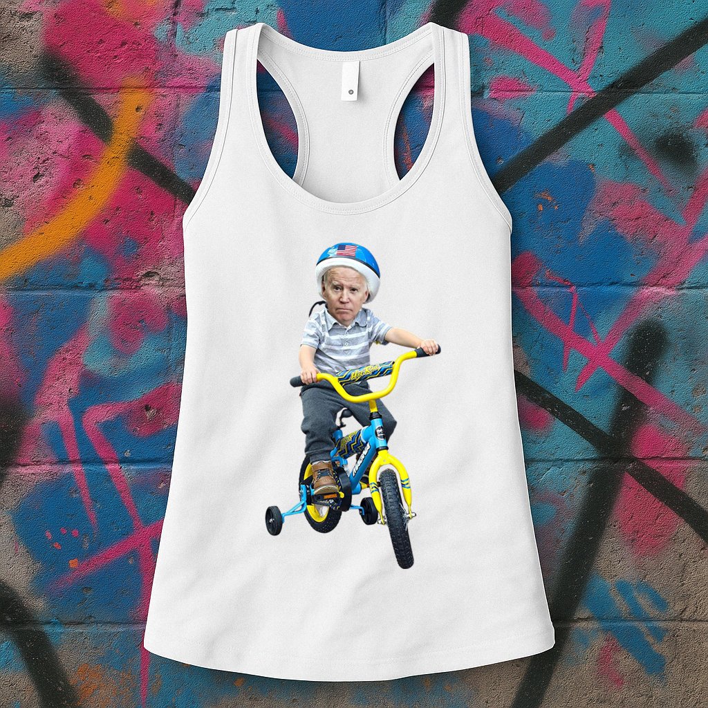 Baby Joe Biden On Tricycle Funny Joe Biden Bike Womens Tank Top