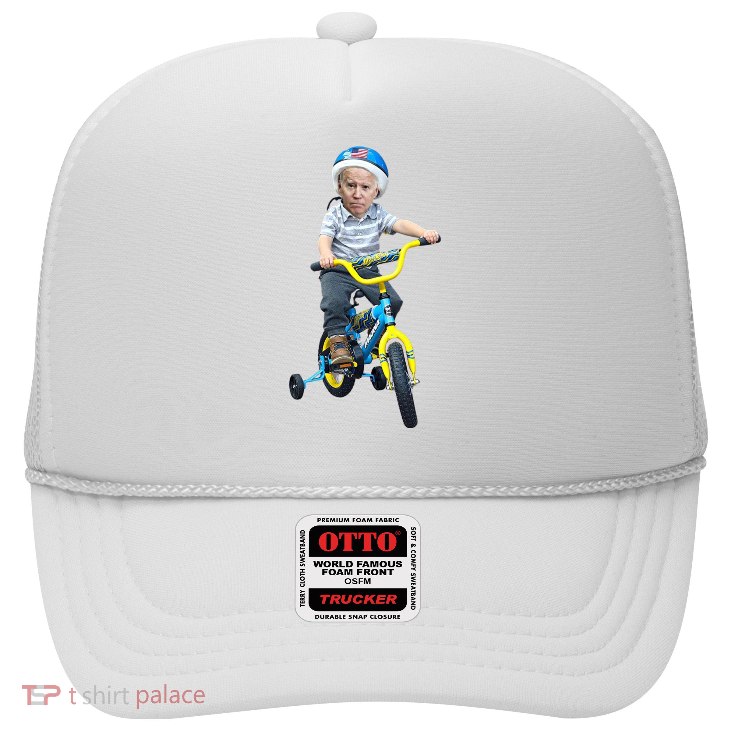 Baby Joe Biden On Tricycle Funny Joe Biden Bike Trucker Hat