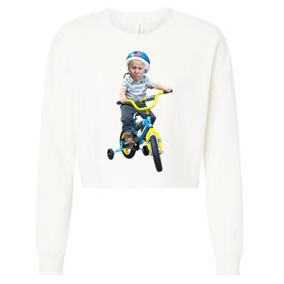 Baby Joe Biden On Tricycle Funny Joe Biden Bike Cropped Pullover Crew