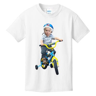 Baby Joe Biden On Tricycle Funny Joe Biden Bike Kids T-Shirt