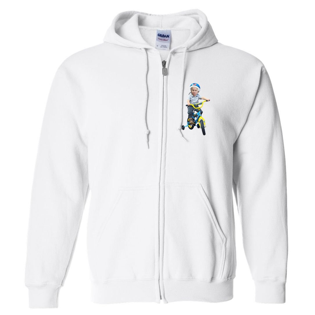 Baby Joe Biden On Tricycle Funny Joe Biden Bike Full Zip Hoodie