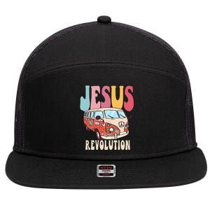 Boho Jesus-Revolution, Christian Faith Based Jesus Costume 7 Panel Mesh Trucker Snapback Hat