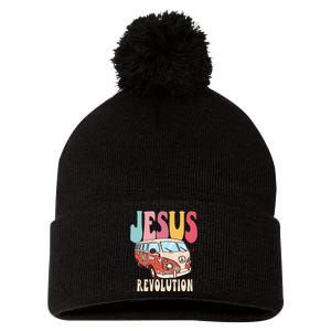 Boho Jesus-Revolution, Christian Faith Based Jesus Costume Pom Pom 12in Knit Beanie