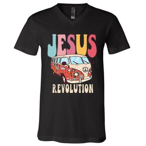 Boho Jesus-Revolution, Christian Faith Based Jesus Costume V-Neck T-Shirt