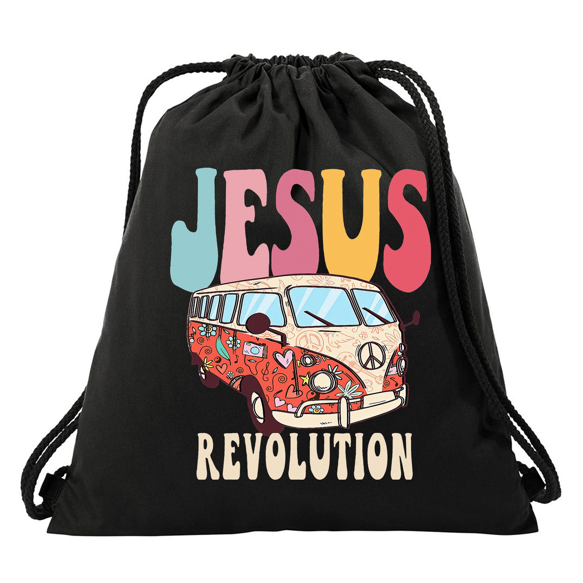 Boho Jesus-Revolution Christian Faith Based Jesus Drawstring Bag