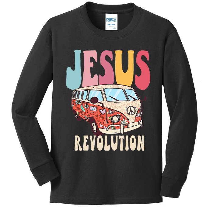 Boho Jesus-Revolution Christian Faith Based Jesus Kids Long Sleeve Shirt