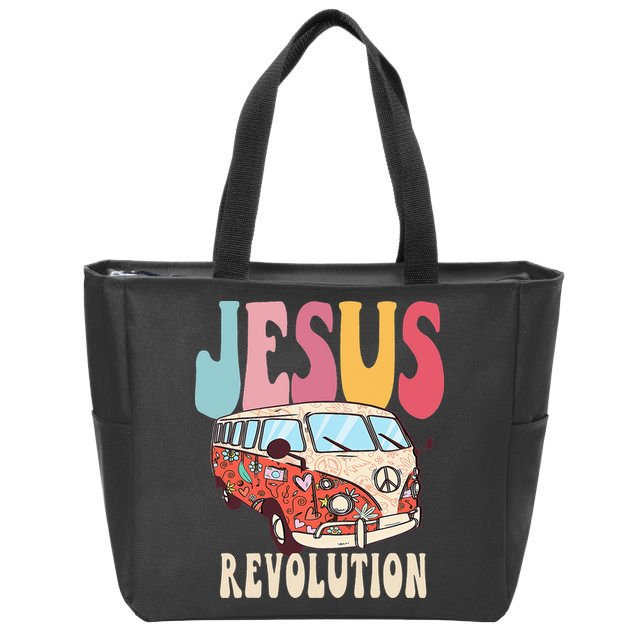 Boho Jesus-Revolution Christian Faith Based Jesus Zip Tote Bag
