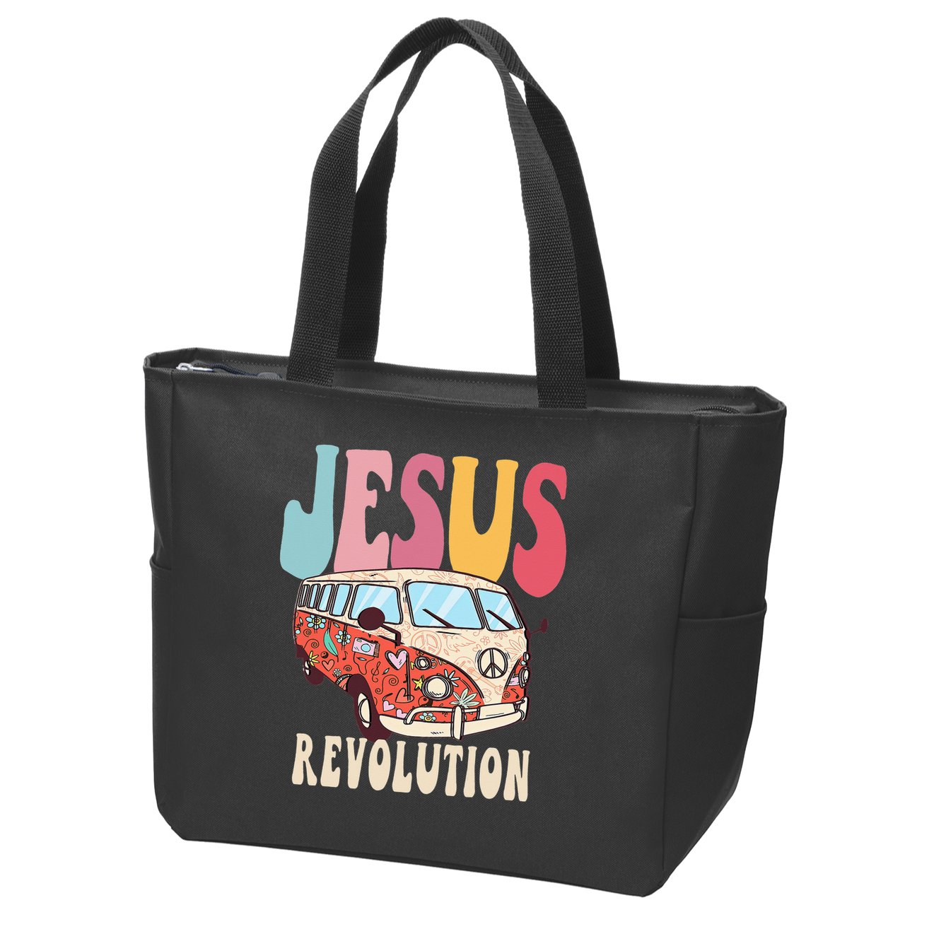 Boho Jesus-Revolution Christian Faith Based Jesus Zip Tote Bag