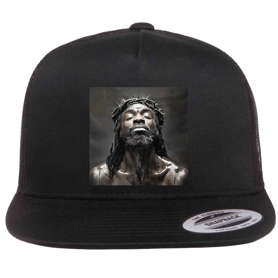 Black Jesus Christianity Church Christ Jesus Flat Bill Trucker Hat