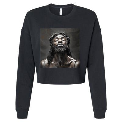 Black Jesus Christianity Church Christ Jesus Cropped Pullover Crew