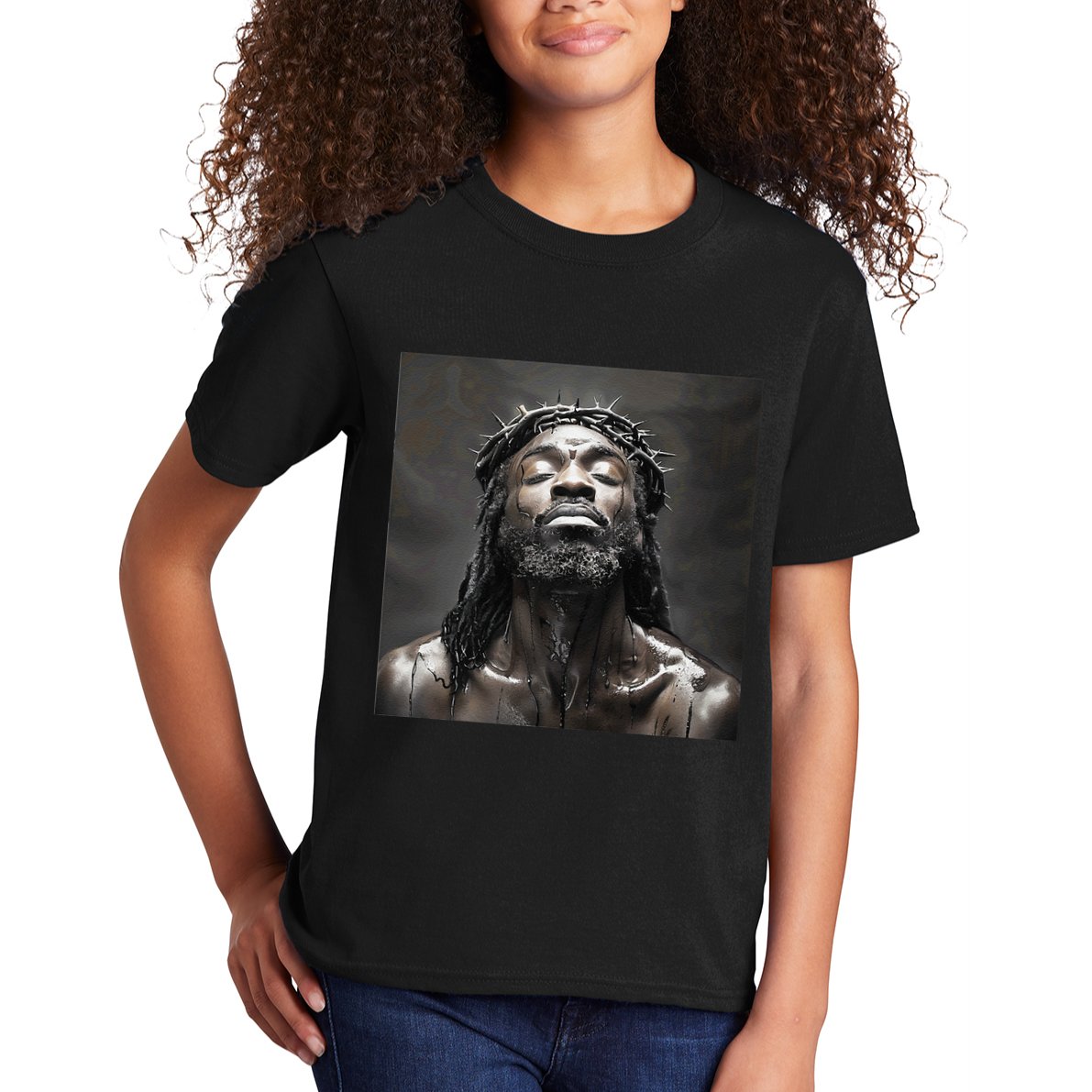 Black Jesus Christianity Church Christ Jesus Kids T-Shirt