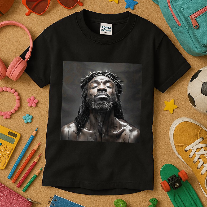 Black Jesus Christianity Church Christ Jesus Kids T-Shirt
