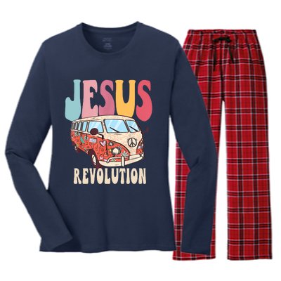 Boho JesusRevolution, Christian Faith Based Jesus Costume Women's Long Sleeve Flannel Pajama Set 