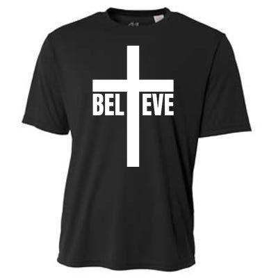 Believe Jesus Christ Cross Easter Faith Cooling Performance Crew T-Shirt