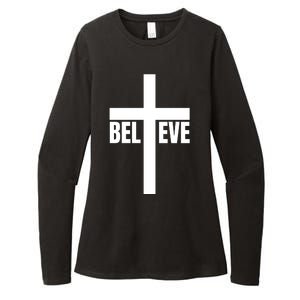 Believe Jesus Christ Cross Easter Faith Womens CVC Long Sleeve Shirt