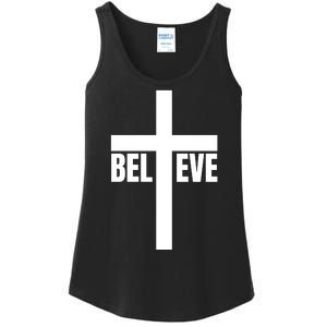 Believe Jesus Christ Cross Easter Faith Ladies Essential Tank