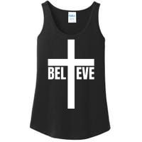 Believe Jesus Christ Cross Easter Faith Ladies Essential Tank