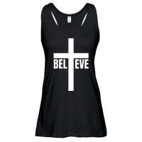 Believe Jesus Christ Cross Easter Faith Ladies Essential Flowy Tank