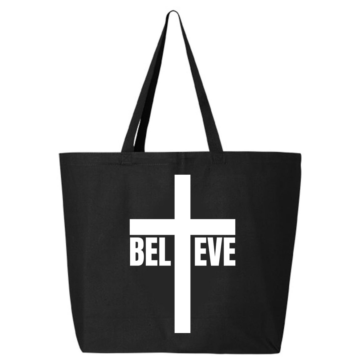 Believe Jesus Christ Cross Easter Faith 25L Jumbo Tote