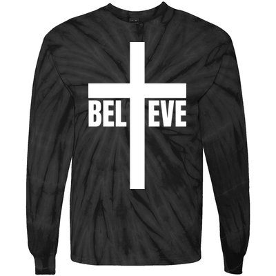 Believe Jesus Christ Cross Easter Faith Tie-Dye Long Sleeve Shirt