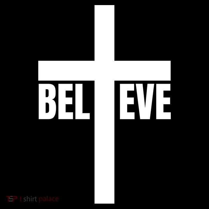 Believe Jesus Christ Cross Easter Faith Womens T-Shirt