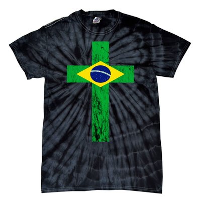 Brazil Jesus Cross Brazilian Faith Brasileiro Christian Tie-Dye T-Shirt