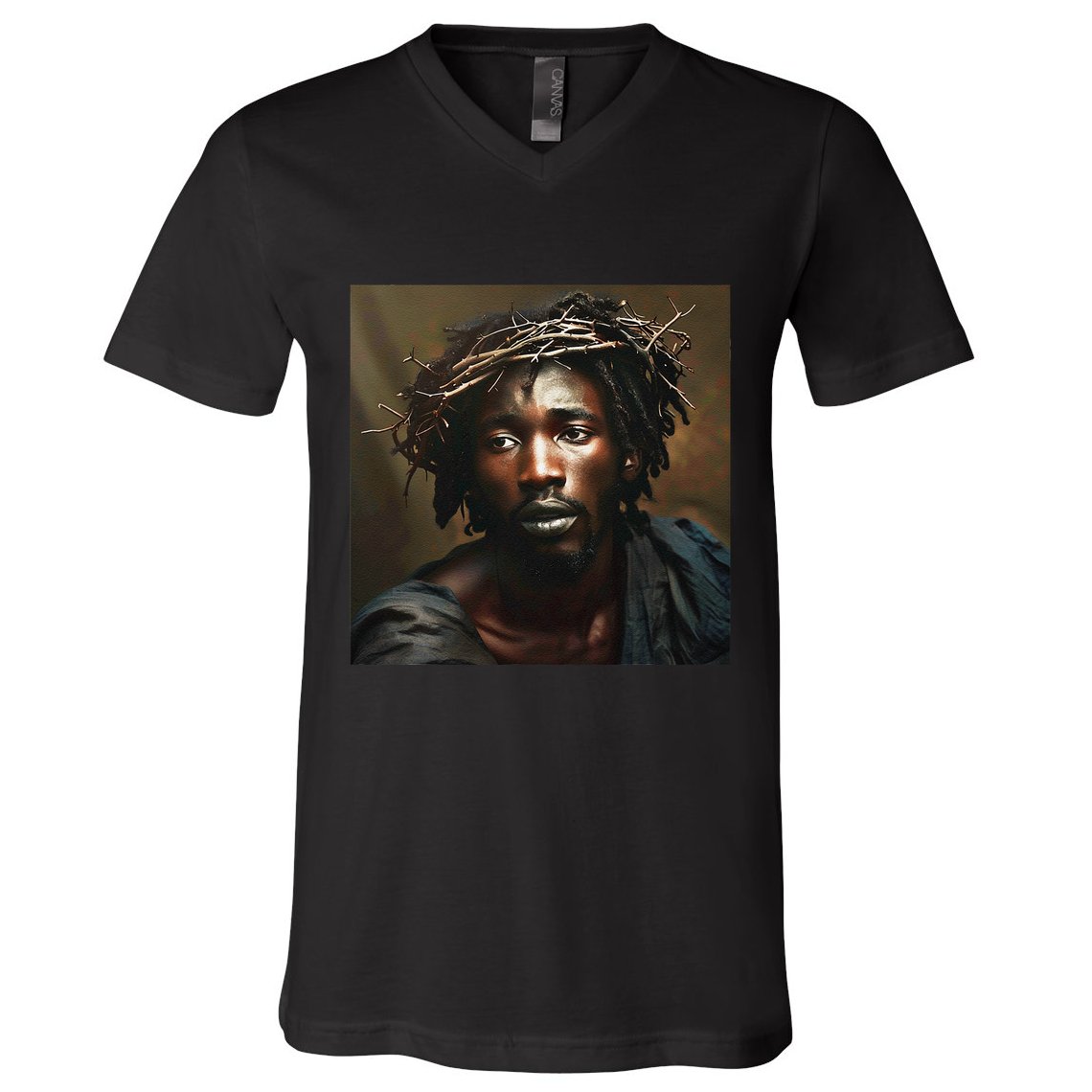 Black Jesus Christianity Church Christ Jesus V-Neck T-Shirt
