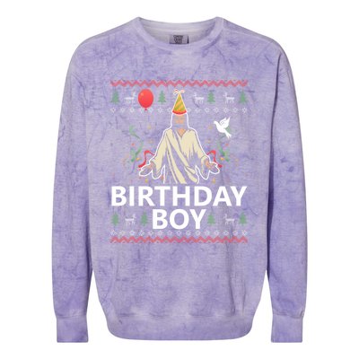 Birthday Jesus Christ Christmas Sweater Funny Jesus Gift Colorblast Crewneck Sweatshirt