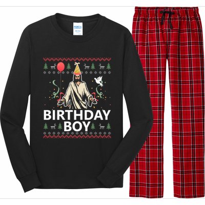 Birthday Jesus Christ Christmas Sweater Funny Jesus Gift Long Sleeve Pajama Set