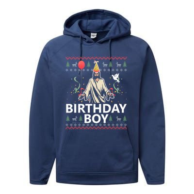 Birthday Jesus Christ Christmas Sweater Funny Jesus Gift Performance Fleece Hoodie