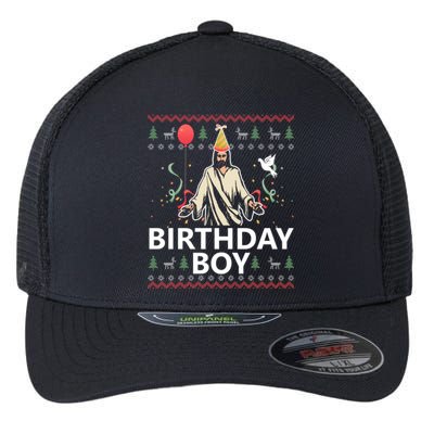 Birthday Jesus Christ Christmas Sweater Funny Jesus Cute Gift Flexfit Unipanel Trucker Cap