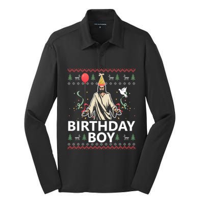 Birthday Jesus Christ Christmas Sweater Funny Jesus Cute Gift Silk Touch Performance Long Sleeve Polo