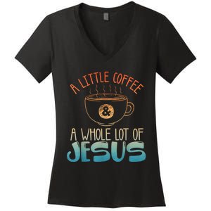 Best Jesus Design For Women Christian Coffee Lover Women's V-Neck T-Shirt