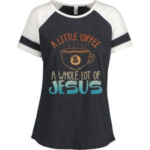 Best Jesus Design For Women Christian Coffee Lover Enza Ladies Jersey Colorblock Tee