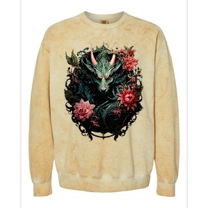 Beautiful Jade Dragon Floral Art Noveau Colorblast Crewneck Sweatshirt