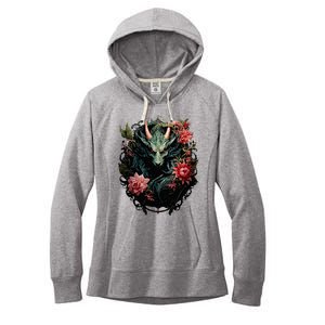 Beautiful Jade Dragon Floral Art Noveau Women's Fleece Hoodie