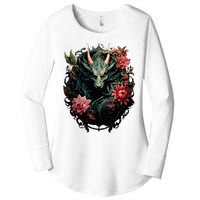 Beautiful Jade Dragon Floral Art Noveau Women's Perfect Tri Tunic Long Sleeve Shirt