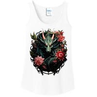 Beautiful Jade Dragon Floral Art Noveau Ladies Essential Tank