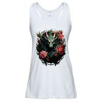 Beautiful Jade Dragon Floral Art Noveau Ladies Essential Flowy Tank