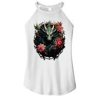 Beautiful Jade Dragon Floral Art Noveau Women's Perfect Tri Rocker Tank