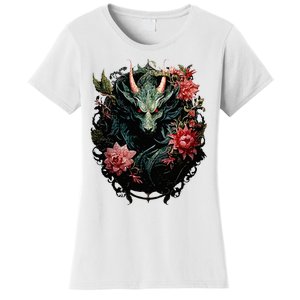 Beautiful Jade Dragon Floral Art Noveau Women's T-Shirt